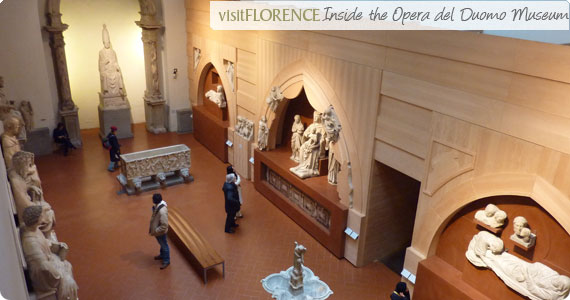 Main hall inside Opera del Duomo Museum Main hall inside the Opera del Duomo Museum