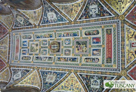 The colorful ceiling in the Piccolomini Library