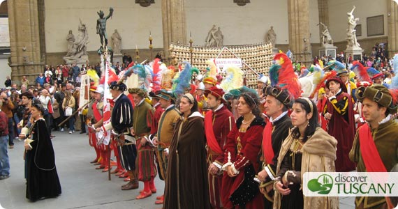 Presentation of Chianti Rufina wine to Signoria in Palazzo Vecchio