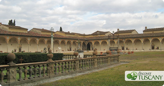 Large cloister in the Galluzzo Certosa where 18 hermitages are located