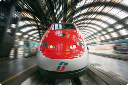 Frecciarossa train arriving into station