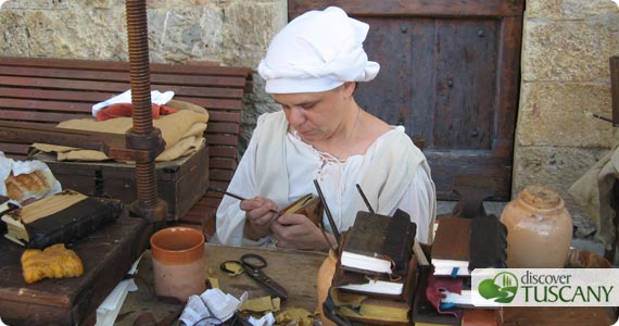 demonstration of book binding and handmade leather notebooks on sale